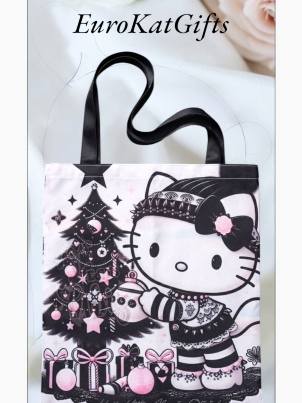 Sanrio Hello Kitty Pink and Black Graphic Tote Bag